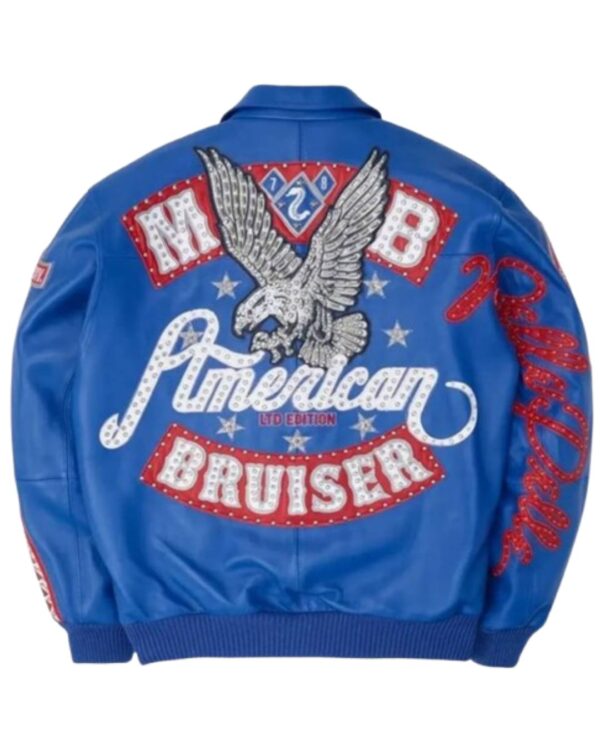 American Bruiser Blue Plush Leather Jacket for Men