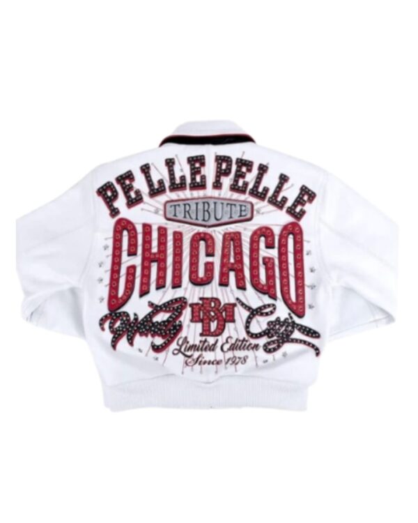 Pelle Pelle "Chicago Tribute" Limited Edition Studded Leather Jacket – White & Red