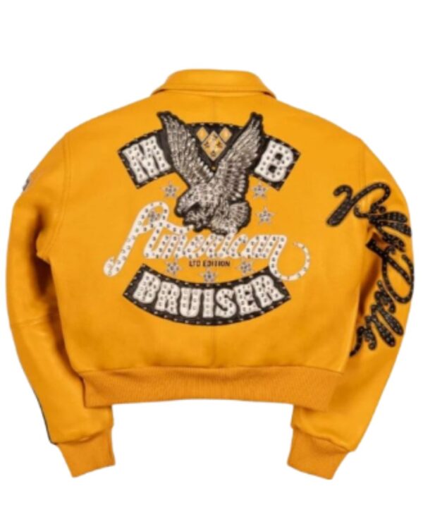 Yellow American Bruiser Cropped Leather Jacket for Women | Fashion Collection