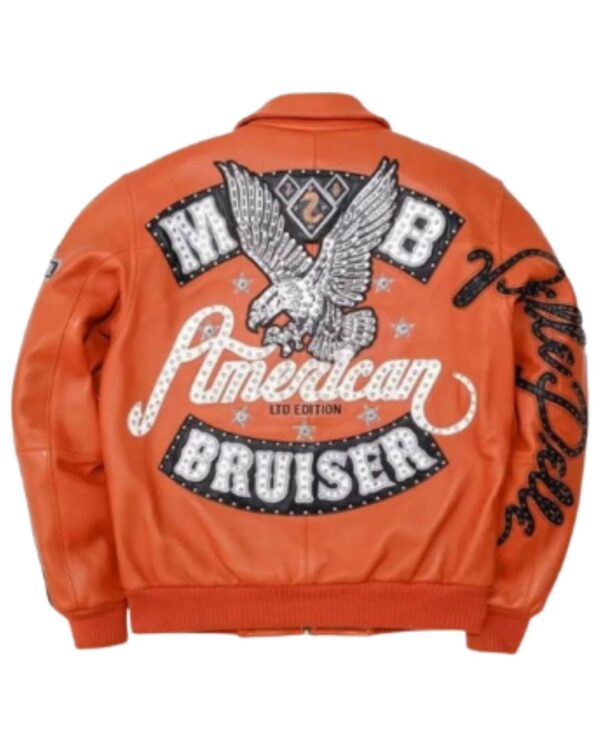American Bruiser Orange Plush Leather Jacket for Men | Premium Streetwear Fashion