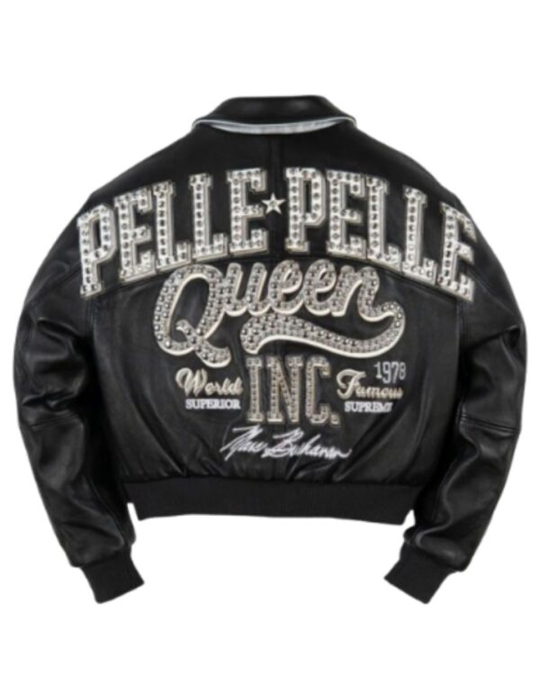 Pelle Pelle Queen Inc. Studded Leather Bomber – Onyx Black