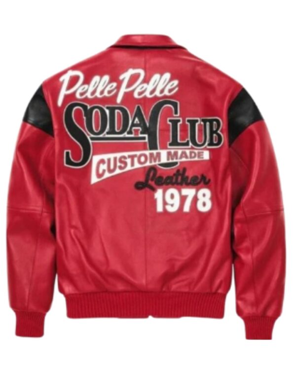 Soda Club Plush Red Leather Jacket for Men | Premium Streetwear Collection