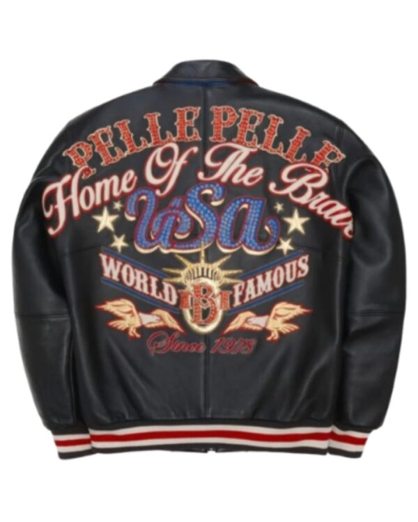 PelleChic Home of the Brave Studded Leather Bomber – Onyx