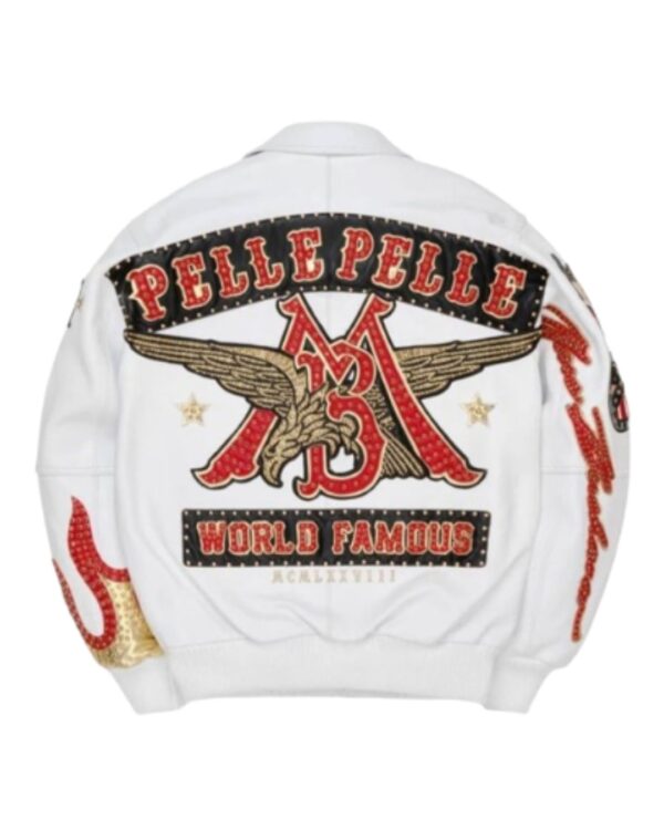 Men's Premium White Leather Bomber Jacket
