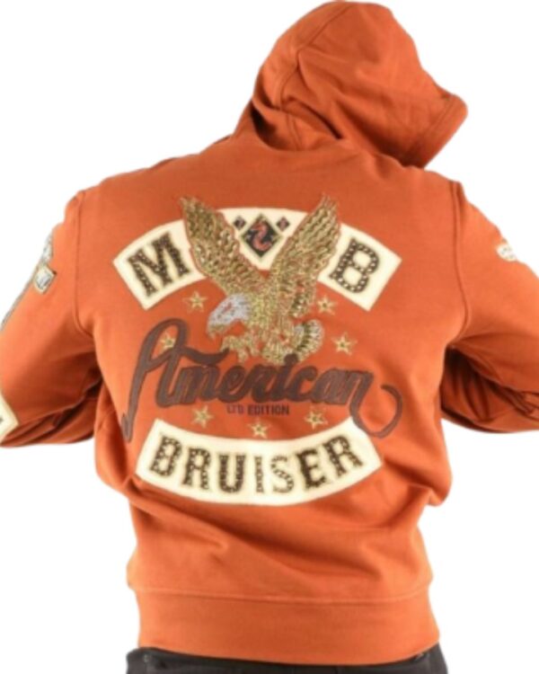 Men's Premium Orange "American Bruiser" Studded Hooded Jacket