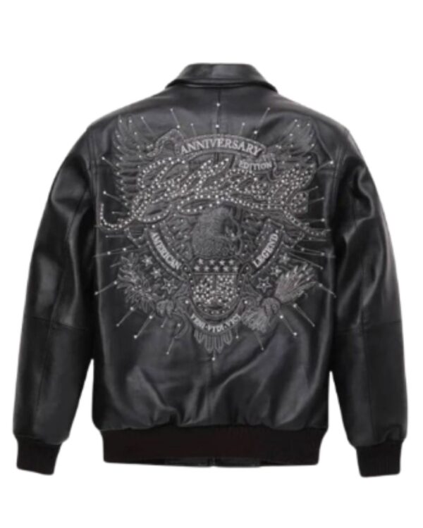 Men's Premium Black "Anniversary Edition" Studded Leather Bomber Jacket