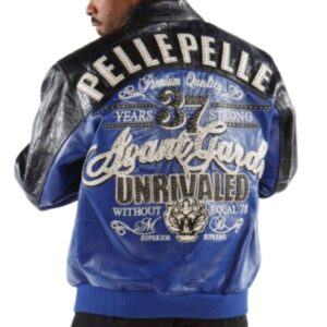 Pelle Pelle Unrivaled 37 Years Strong Bomber Leather Jacket - Blue/Black