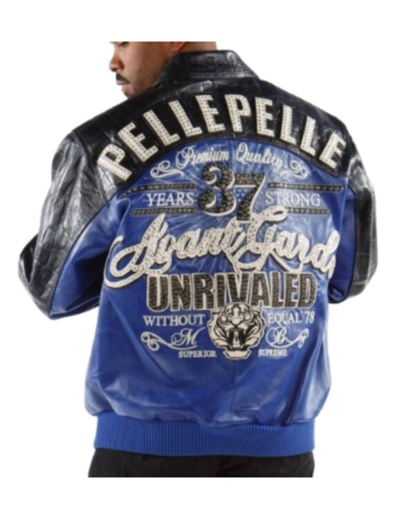 Pelle Pelle Unrivaled 37 Years Strong Bomber Leather Jacket - Blue/Black