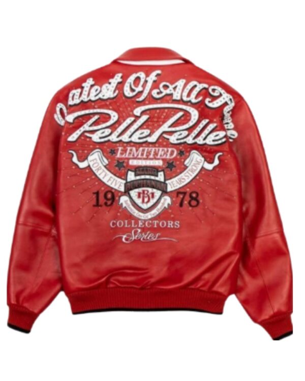 Vintage Pelle Pelle GOAT Limited Edition Bomber Jacket - Red with Studded Details