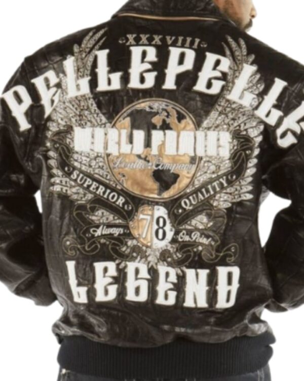 Retro Pelle Pelle World Famous Legend Bomber Jacket – Brown Crocodile Textured Leather Edition