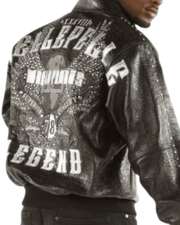 Retro Pelle Pelle World Famous Legend Bomber Jacket – Black Crocodile Textured Leather Edition