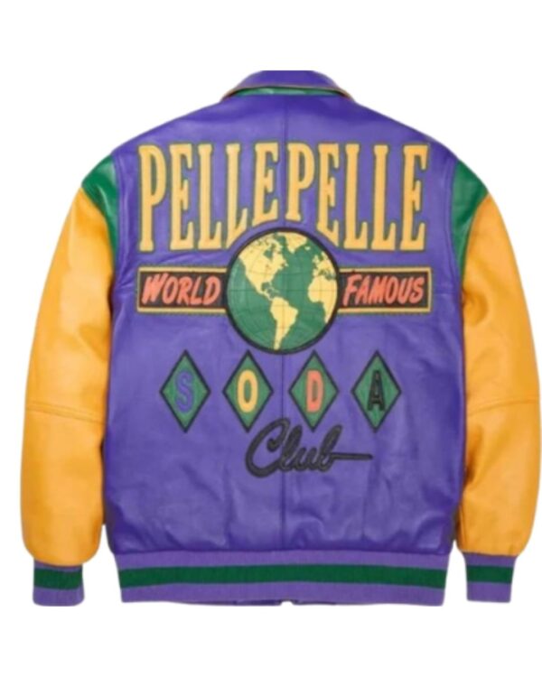 Retro Pelle Pelle World Famous Soda Club Bomber Jacket – Purple & Yellow Street wear Edition