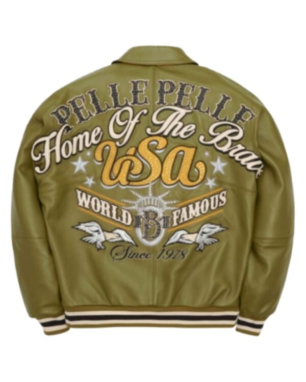 Men's Premium Olive Green Leather Bomber Jacket